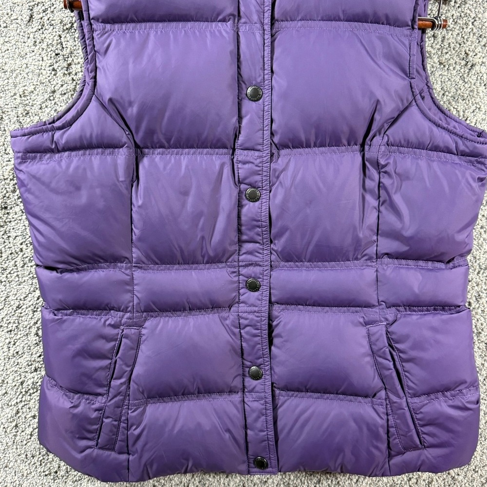 Lands' End Women's Down Puffer Vest Purple Small 6-8 Snap Front Quilted Nylon - Picture 4 of 9